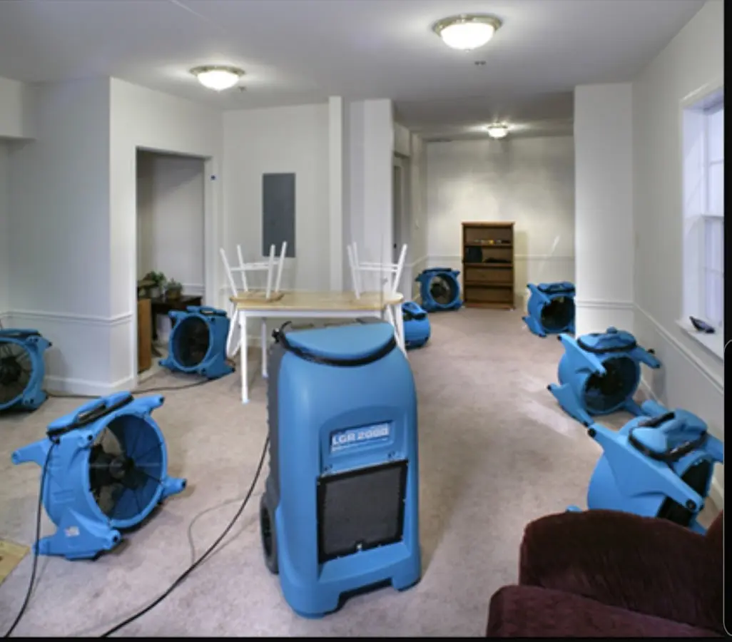 Air movers and dehumidifier setup for Water Extraction & Removal in Georgetown
